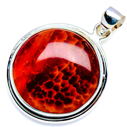 Fire Crab Agate 925 Sterling Silver Pendant 1 1/2" (925 Sterling Silver) PD38431