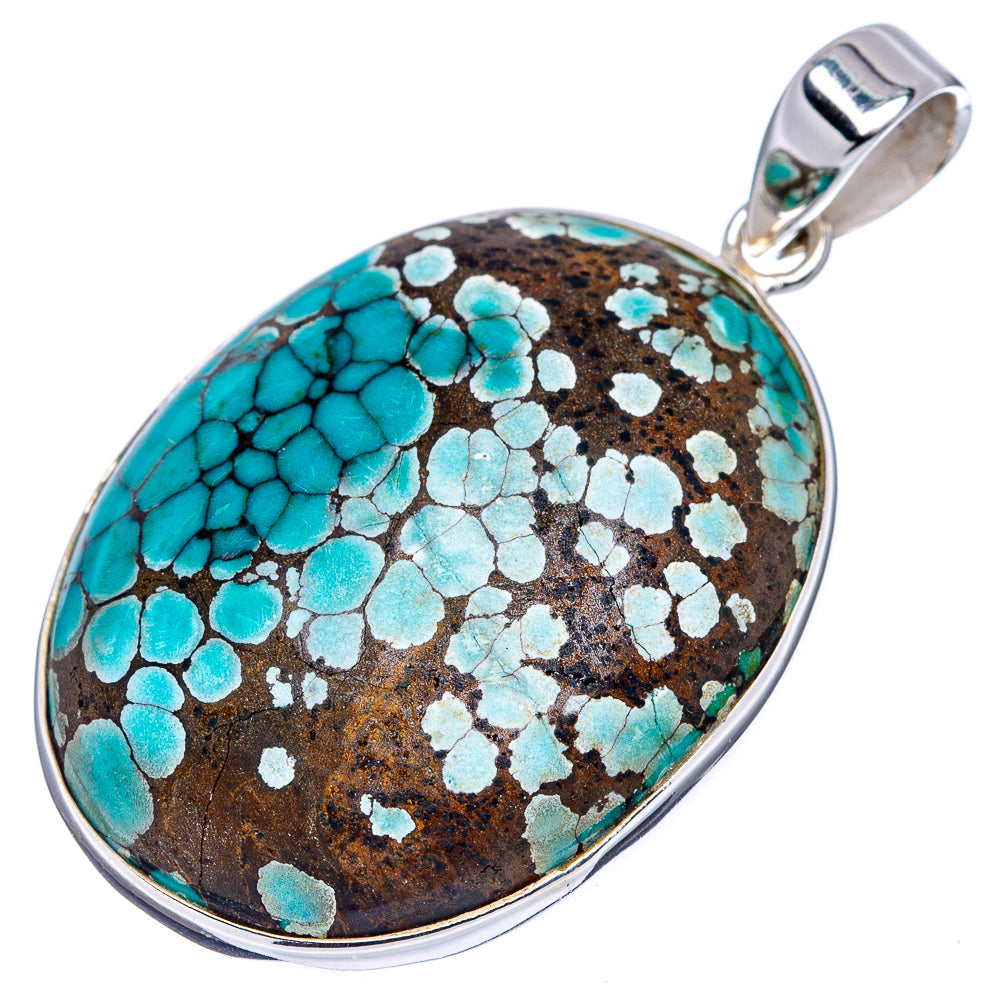 Premium Tibetan Turquoise Pendant 1 5/8" (.925 Sterling Silver)