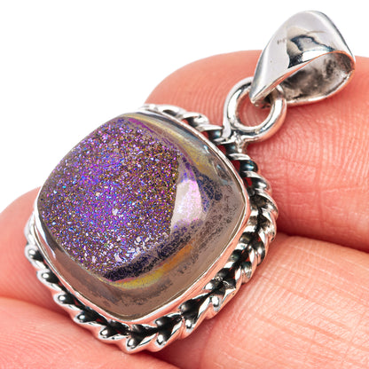 Titanium Druzy Pendant 1 1/8" (925 Sterling Silver) P42544