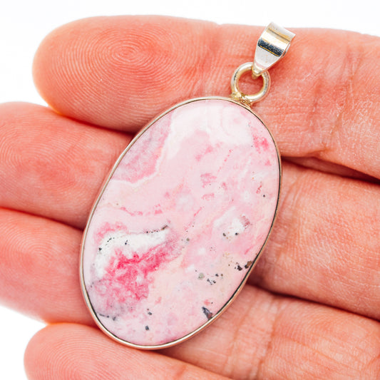 Premium Rhodonite Pendant 1 7/8" (.925 Sterling Silver)