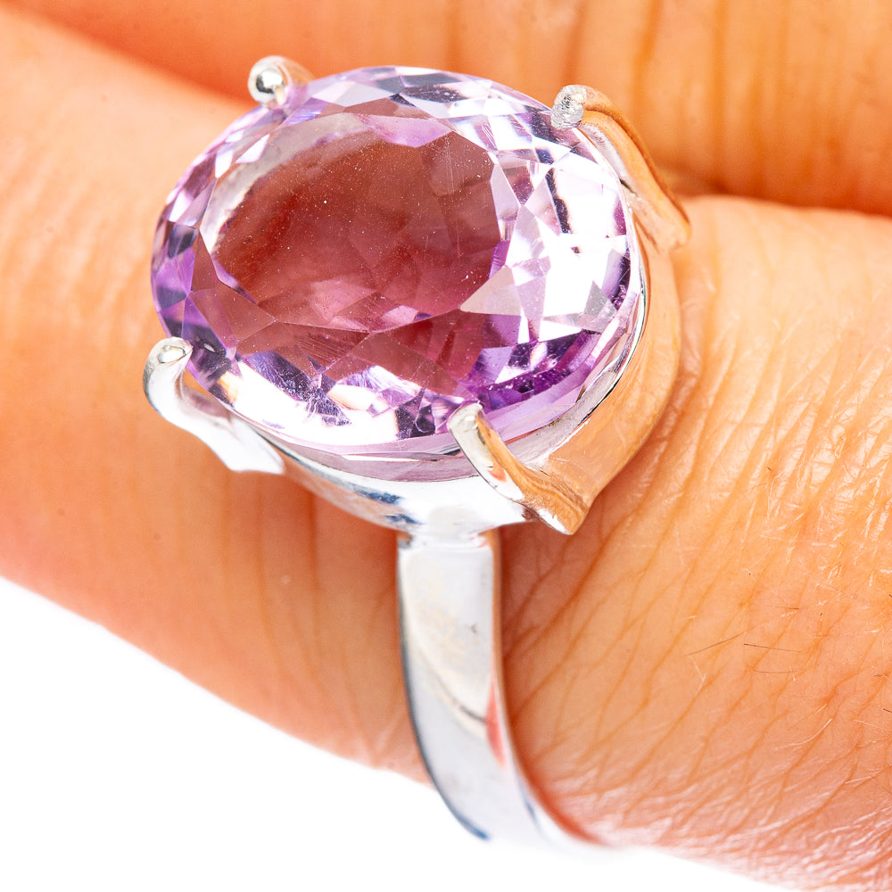 Faceted Amethyst Ring Size 8.25 (925 Sterling Silver) R4484