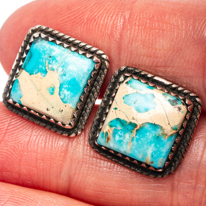 Blue Imperial Jasper Earrings 1/2" (.925 Sterling Silver)