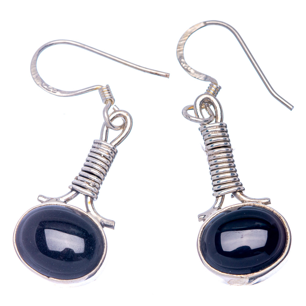 Black Onyx Earrings 1 1/2" (925 Sterling Silver) E433150