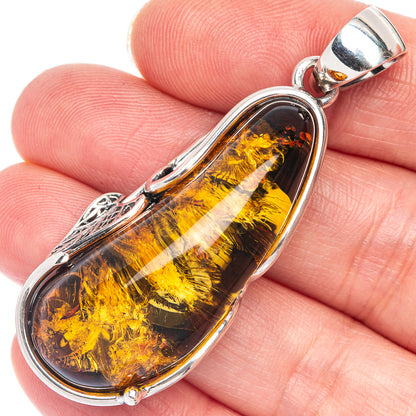 Ana Silver Co Baltic Amber Pendant 2 1/8" (925 Sterlnig Silver)