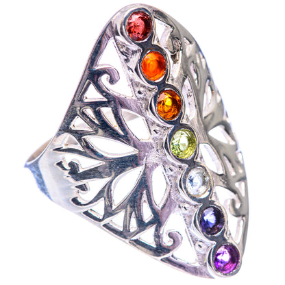 Rainbow Chakra Ring Size 9.75 (925 Sterling Silver) R140603