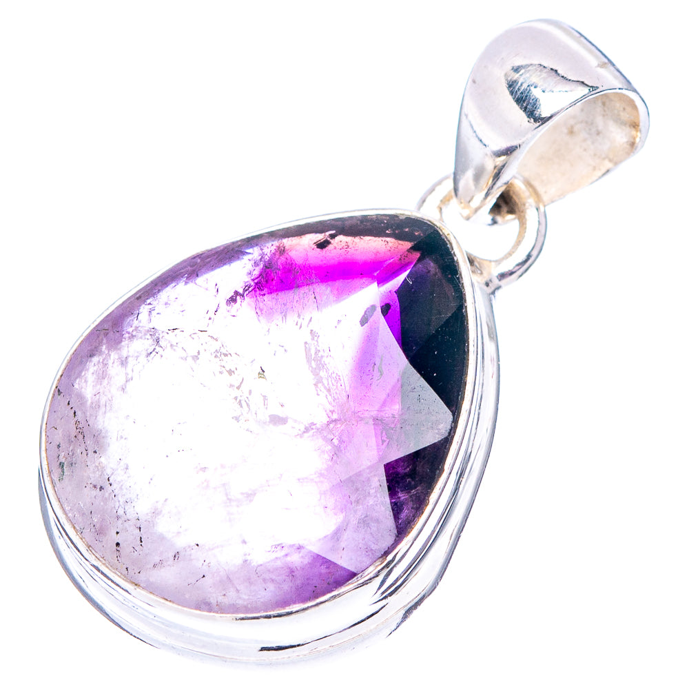Amethyst teardrop pendant in .925 sterling silver with bright purple cabochon and loop