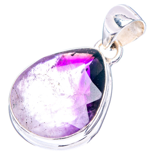 Amethyst teardrop pendant in .925 sterling silver with bright purple cabochon and loop