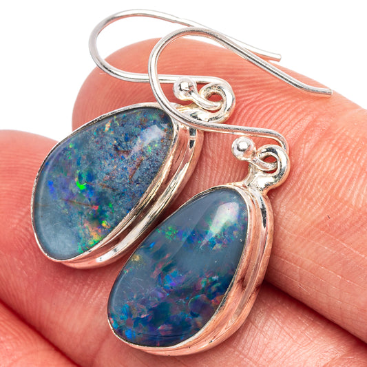 Rare Triplet Opal Earrings 1 1/4" (925 Sterling Silver) E1861