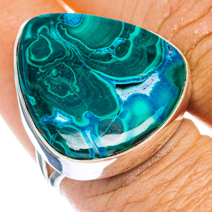 Premium Malachite In Chrysocolla Ring Size 8 (.925 Sterling Silver)