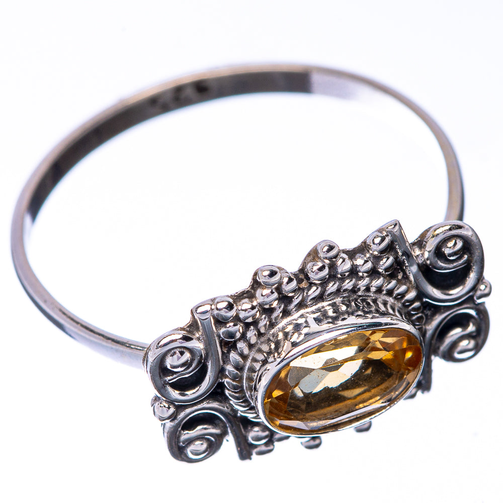 Faceted Citrine Dainty Ring Size 8.5 (925 Sterling Silver) R145214