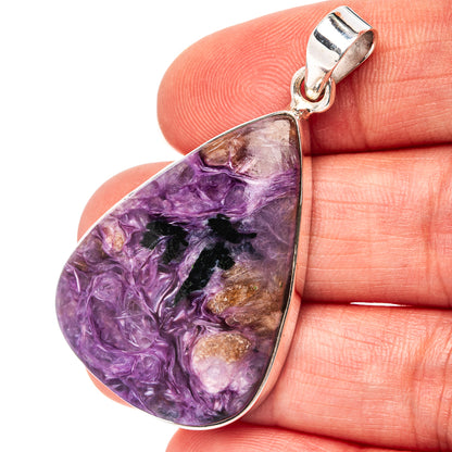 Premium Charoite Pendant 1 7/8" (.925 Sterling Silver)