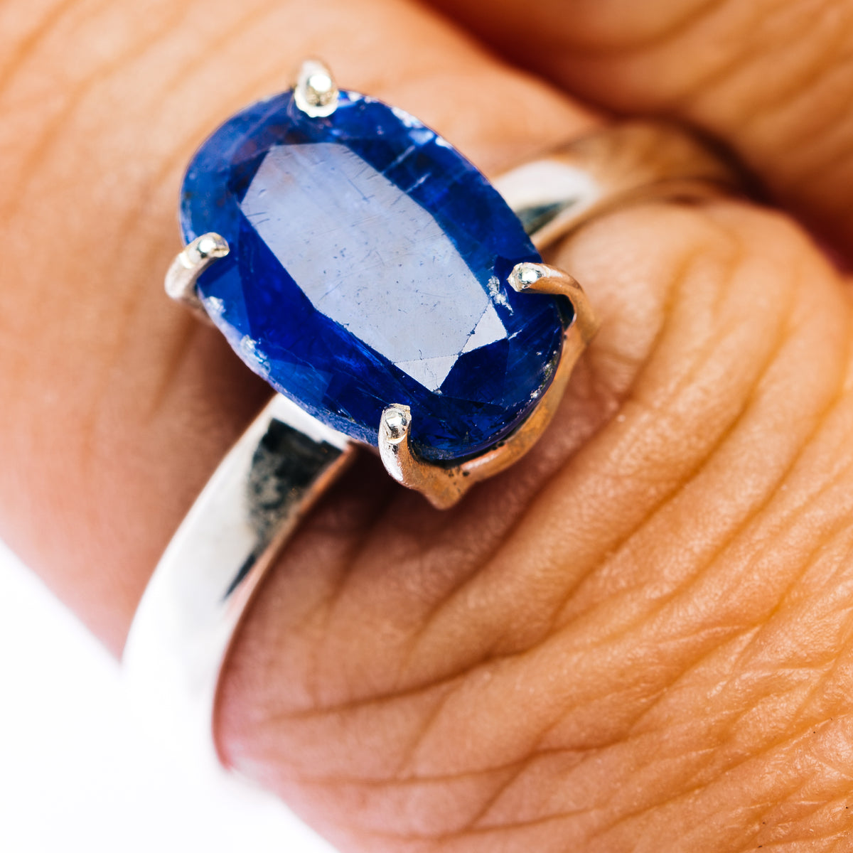 Faceted Kyanite Ring Size 9.75 (.925 Sterling Silver)
