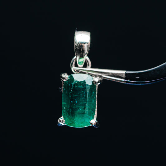 Premium Faceted Zambian Emerald Pendant 3/4" (.925 Sterling Silver)