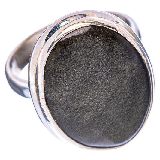 Golden Sheen Obsidian Ring Size 6.75 (925 Sterling Silver) R1622