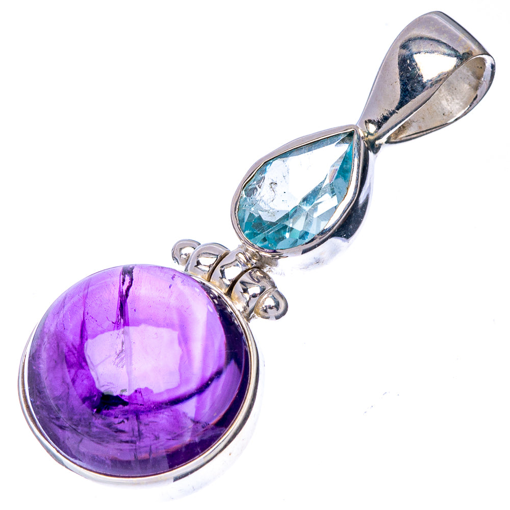 Amethyst, Blue Topaz Pendant 1 3/8" (925 Sterling Silver) P41003