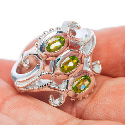 Premium 3-Gemstone Peridot Ring Size 8.75 (.925 Sterling Silver)