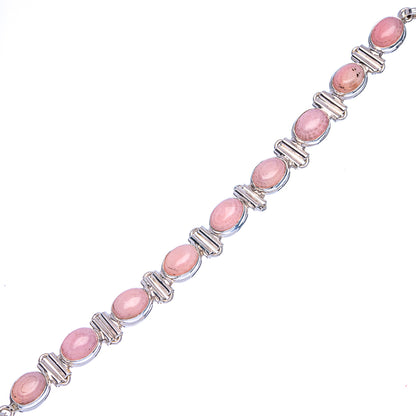 Pink Opal Bracelets 6 1/2 To 7 7/8" (925 Sterling Silver) B90368