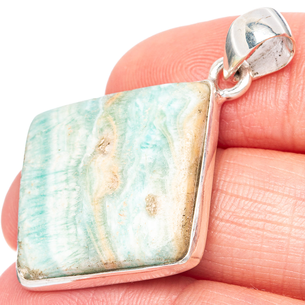 Blue Aragonite Pendant 1 5/8" (925 Sterling Silver) P42194