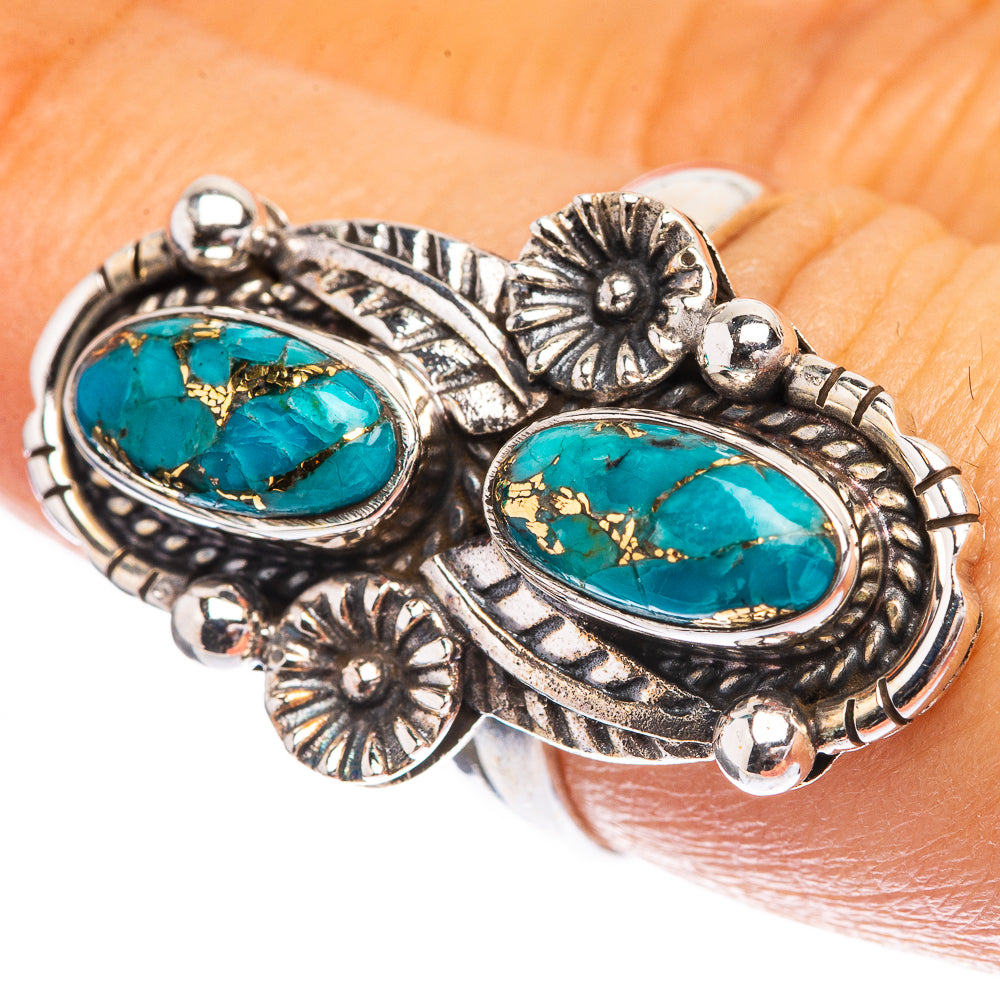 Blue Copper Composite Turquoise Ring Size 7.25 (925 Sterling Silver) R142712