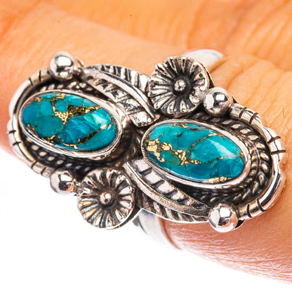Blue Copper Composite Turquoise Ring Size 7.25 (925 Sterling Silver) R142712