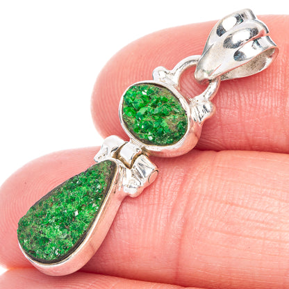 Rare Uvarovite Garnet Pendant 1 3/8" (.925 Sterling Silver)
