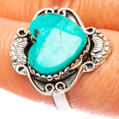 Rare Kingman Turquoise Heart 925 Sterling Silver Ring Size 8.25 (925 Sterling Silver) R3834
