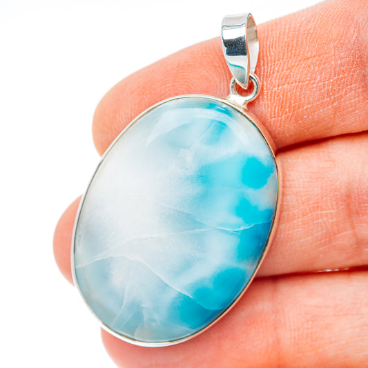 Premium Larimar Pendant 1 3/4" (.925 Sterling Silver) Carat