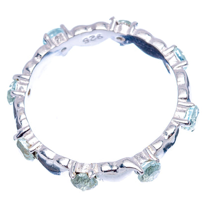 Blue Topaz Heart Dainty Ring Size 6 (.925 Sterling Silver)
