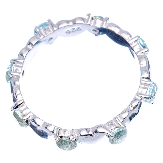Sterling silver ring with .925 stamp and light blue gemstone bezel settings