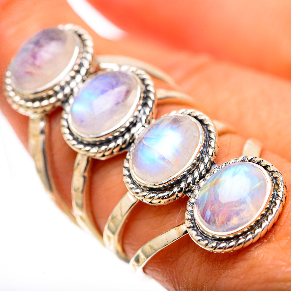 Large Rainbow Moonstone Ring Size 8.25 (925 Sterling Silver) RING138585