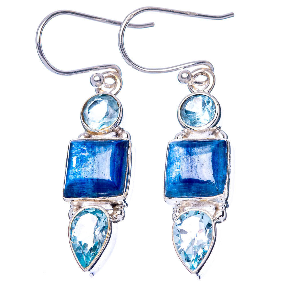 Kyanite, Blue Topaz Earrings 1 1/2" (925 Sterling Silver) E1578