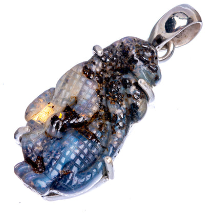 Rare Boulder Opal Dinosaur Pendant 1 3/8" (925 Sterling Silver) P40332
