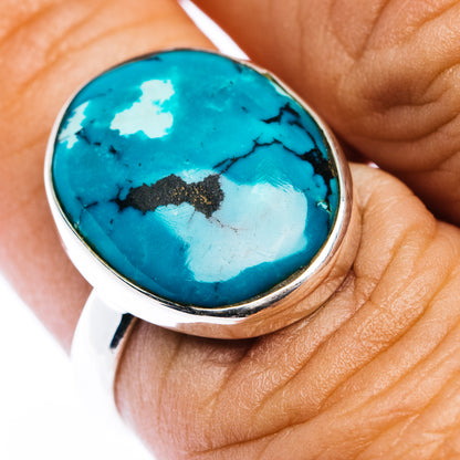 Tibetan Turquoise Ring Size 8 (.925 Sterling Silver)