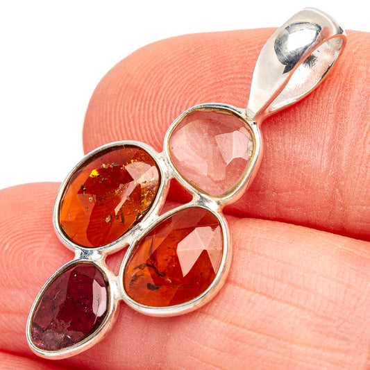 Sterling silver tourmaline pendant with faceted oval multi-color gemstones