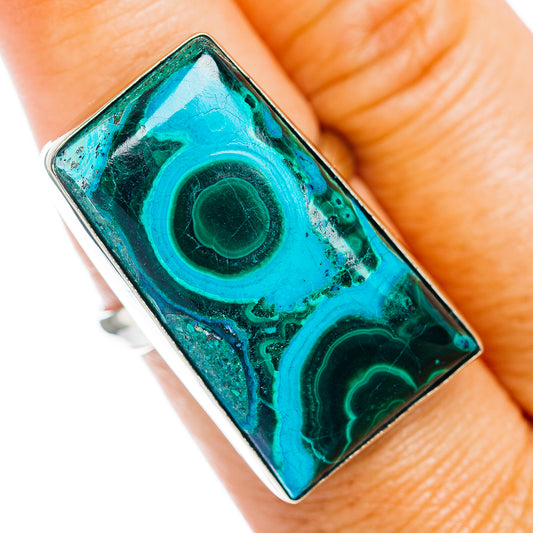 Malachite In Chrysocolla Ring Size 9 (German Silver)