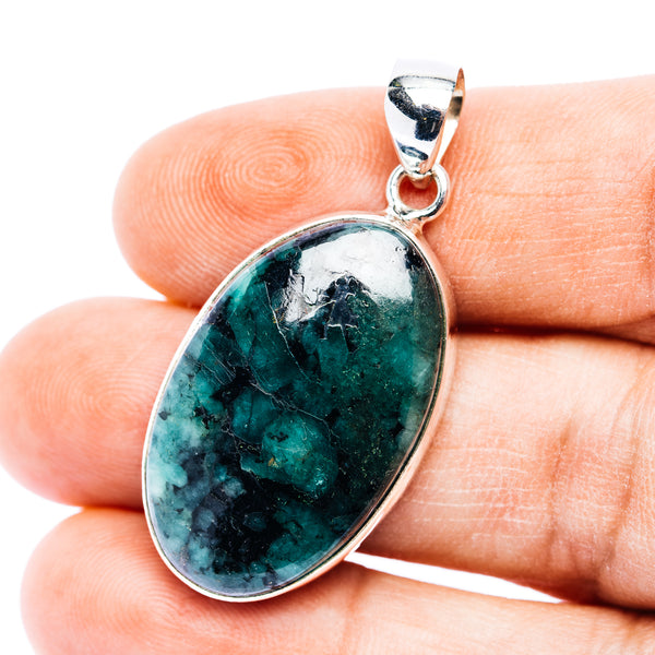 Premium Raw Zambian Emerald Pendant 1 5/8" (.925 Sterling Silver)