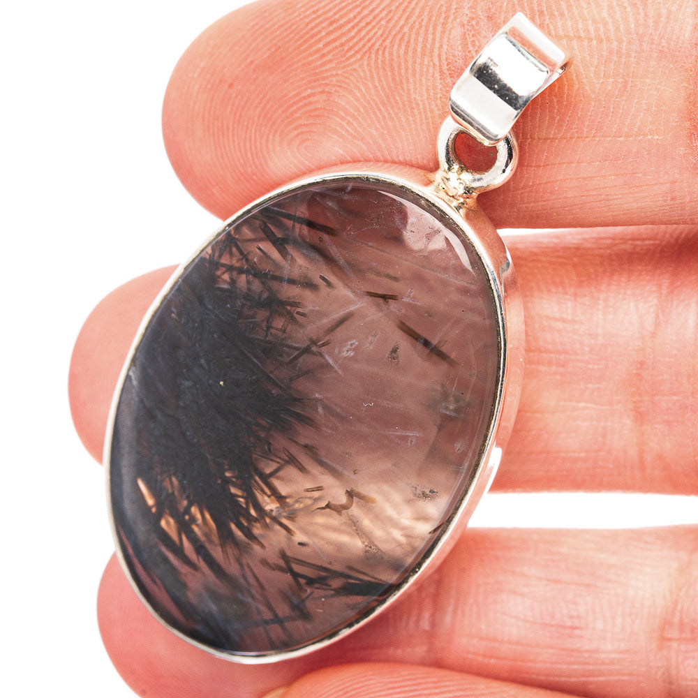 Tourmalinated Quartz Pendant 1 7/8" (.925 Sterling Silver)