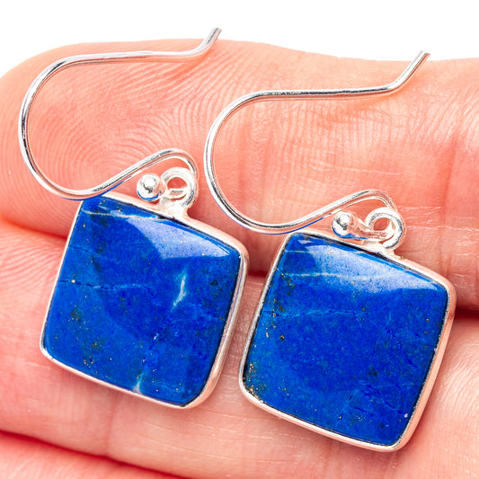 Lapis lazuli square drop earrings in .925 sterling silver with fishhook closures