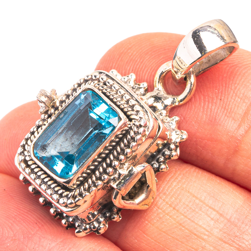 Poison Blue Topaz Pendant 1 1/4" (925 Sterling Silver) P38834
