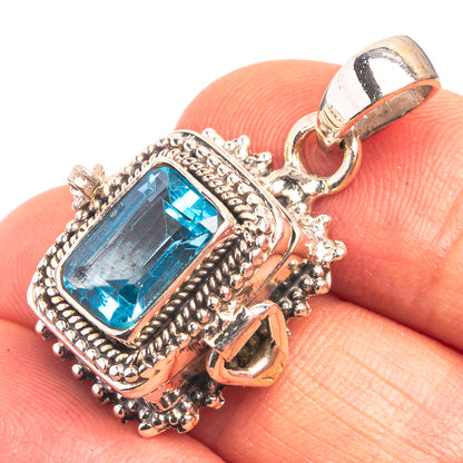 Poison Blue Topaz Pendant 1 1/4" (925 Sterling Silver) P38834