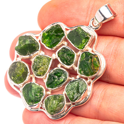 Signature Raw Green Tourmaline Pendant 1 7/8" (925 Sterling Silver) P38723
