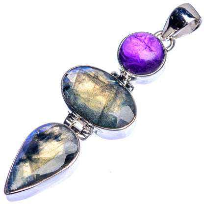 Labradorite, Amethyst Pendant 2 3/8" (925 Sterling Silver) P39750