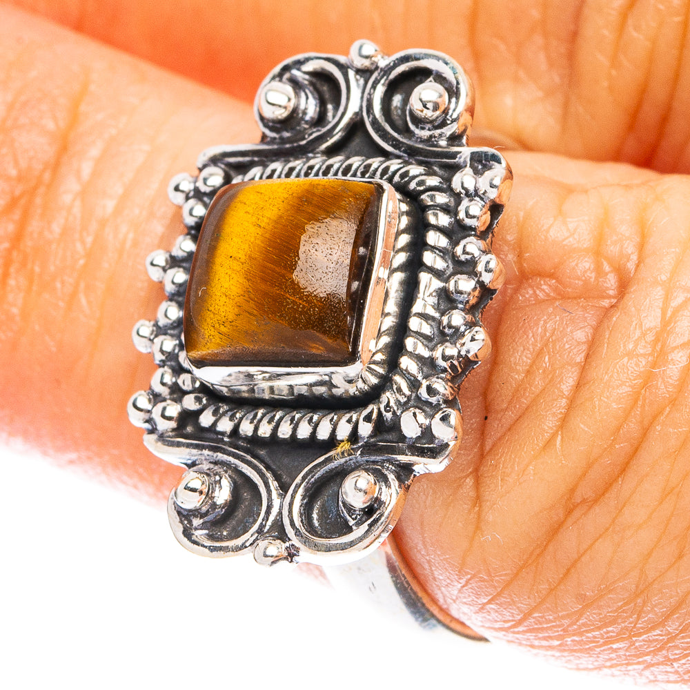 Tiger Eye Dainty Ring Size 6.75 (925 Sterling Silver) R5205