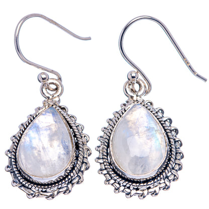Rainbow Moonstone Earrings 1 3/8" (.925 Sterling Silver)