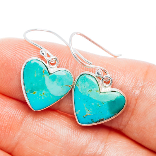 Turquoise heart earrings with .925 sterling silver hooks