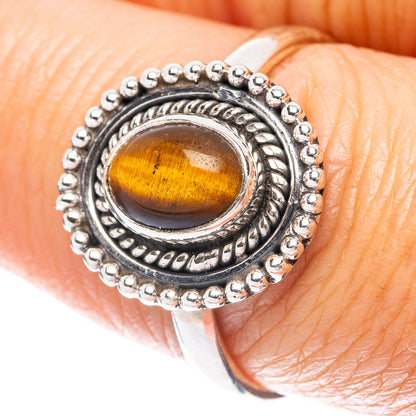 Tiger Eye Dainty Ring Size 7.75 (925 Sterling Silver) R5971
