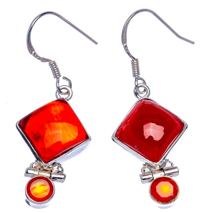 Red Onyx Earrings 1 1/2" (925 Sterling Silver) E433374