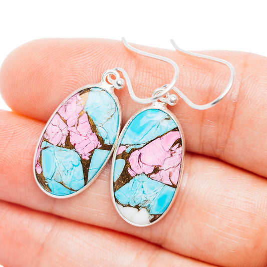 Cotton Candy Turquoise Earrings 1 1/2" (.925 Sterling Silver)