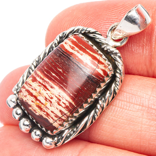 Red Zebra Jasper Pendant 1 3/8" (925 Sterling Silver) P43896