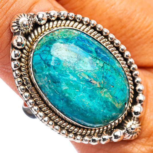 Sterling silver oval opal ring with turquoise stone and rope bezel, size 10